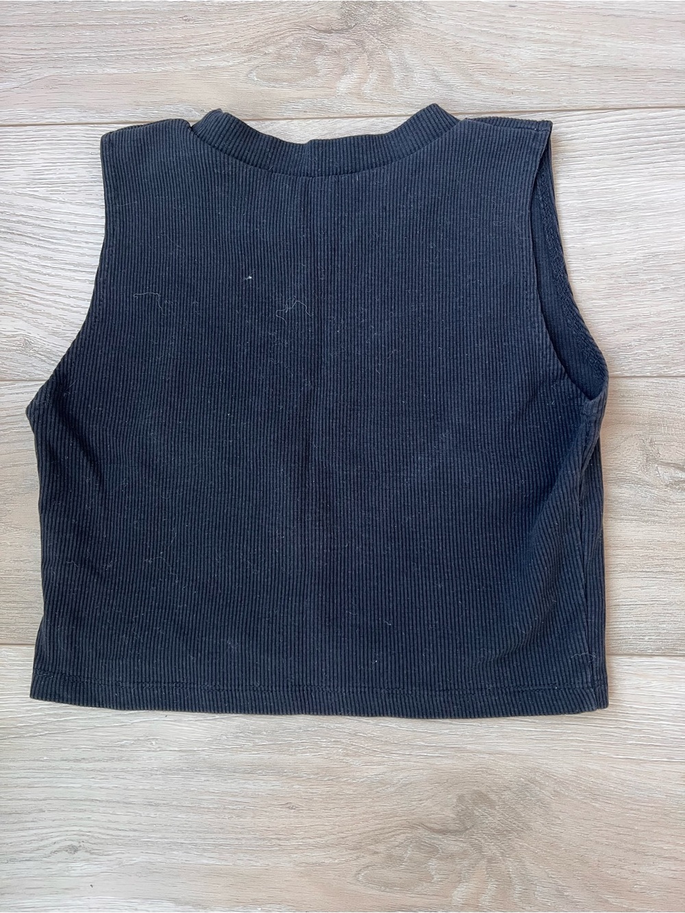 Black Ribbed Sleeveless Crop Top